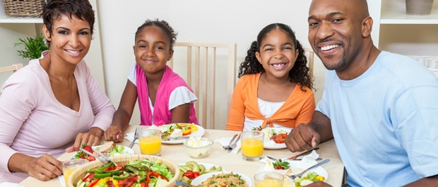 Family eating healthy meal