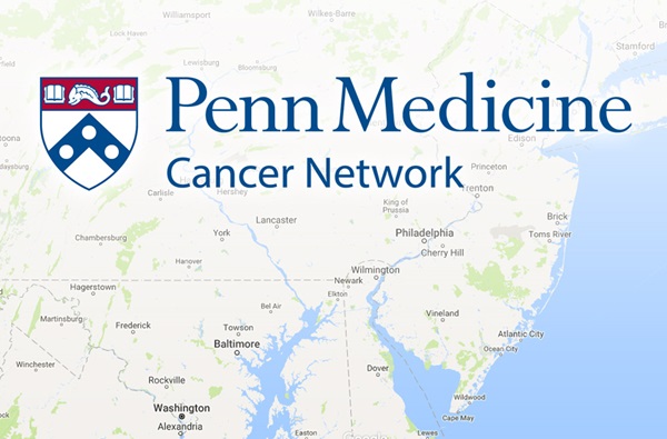 Penn Cancer Network map and logo